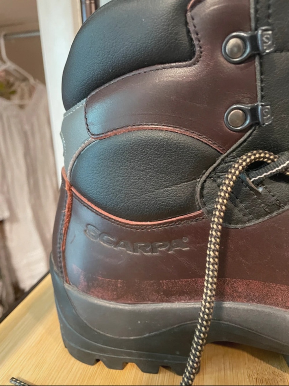 Scarpa Dark Brown Leather Hiking Boots with Black Collar - Picture 5 of 5